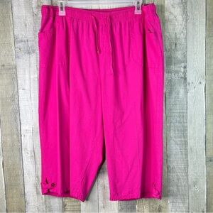 Cappagallo Casuals 3X Hot Pink Pullon Stretch Drawstring Waistband Capri Pants